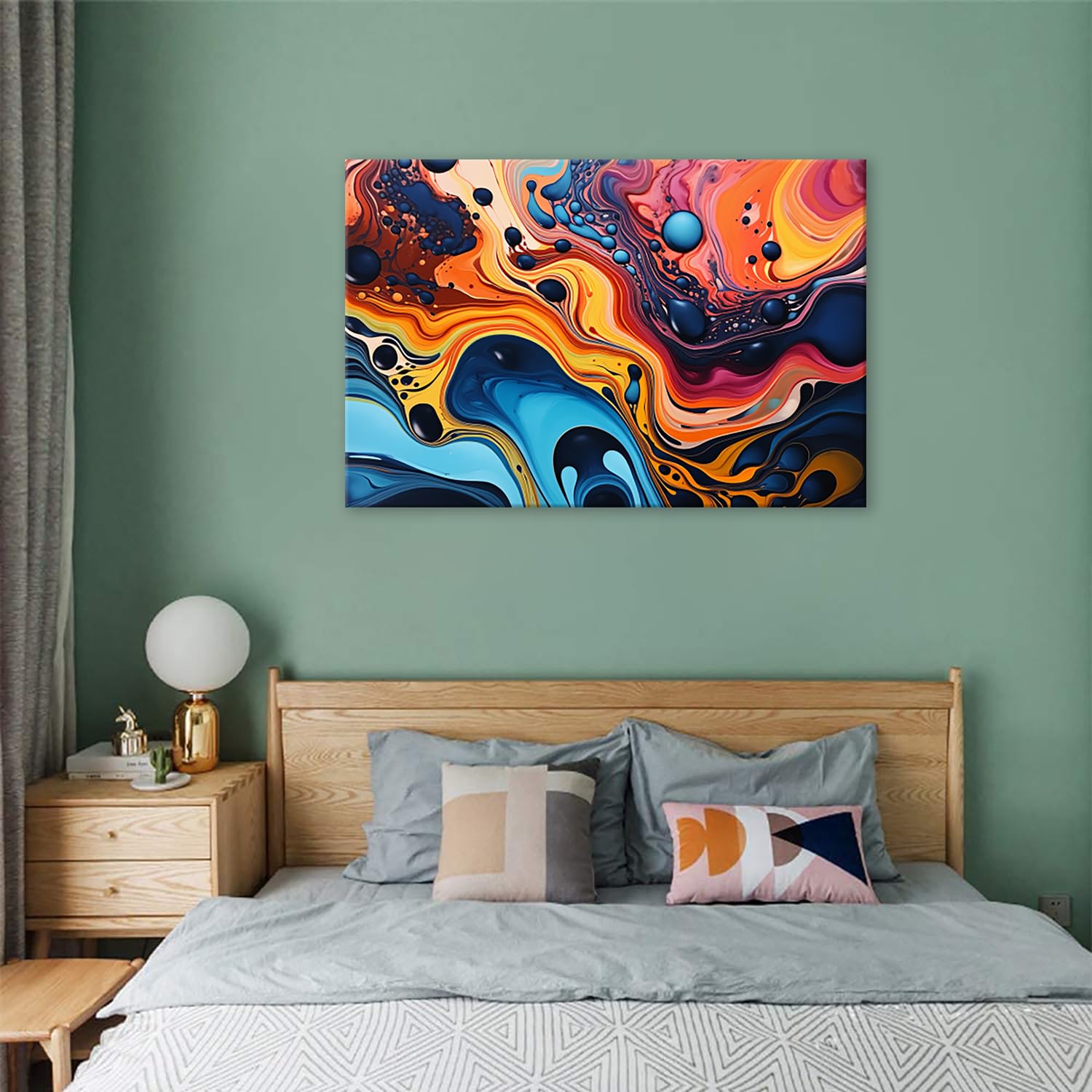 現代アート 絵 インテリア 原画𝙈・pattern・ グレイッシュブルー モダンアート・北欧 インテリア